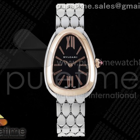 BV공장 불가리 세르펜티 세두토리 로즈골드베젤 블랙다이얼 브레이슬릿 Serpenti Seduttori SS BVF 1:1 Best Edition Black Dial RG Bezel on SS Bracelet ETA Quartz