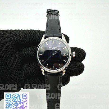 ZF공장 파텍필립 칼라트라바 블랙다이얼 블랙가죽스트랩 Calatrava 5227 SS Black Dial on Black Leather Strap 324CS