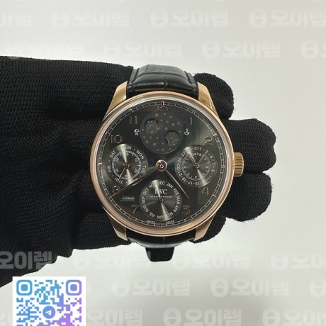 QF공장 IWC 포르투기저 퍼페츄얼캘린더 5033 로즈골드금통 그레이다이얼 가죽스트랩 Portugieser Perpetual Calendar RG 5034 QF Best Edition Gray Dial on Black Leather Strap A52610