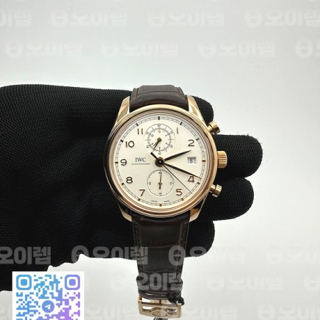 ZF공장 포르투기저 크로노 클래식 로골 화이트다이얼 가죽스트랩 Portugieser Chrono Classic 42 RG IW390301 White Dial on Brown Leather Strap A7750