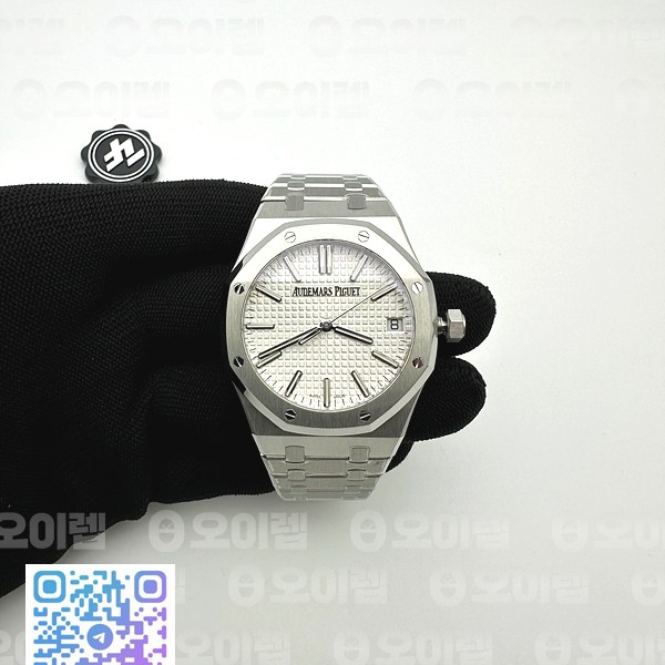 ZF공장 오데마피게 로얄오크 15510 50주년기념판 화이트다이얼 브레이슬릿  Royal Oak 41mm 15510 50th SS ZF 1:1 Best Edition Silver White Textured Dial on SS Bracelet A4302 (Free Box)