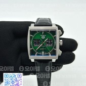 태그호이어 모나코 크로노그래프 그린옴브르다이얼 가죽스트랩 Tag Monaco Chronograph SS/LE Green Jap VK64A