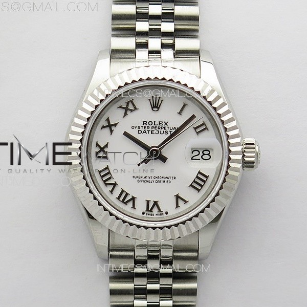 APS공장 롤렉스 레이디 데이저스트 28 스틸  화이트로만다이얼 플루티드베젤 쥬빌레브레이슬릿 Datejust 28mm 279179 SS APSF Best Edition White Dial Roman Markers on SS Jubilee Bracelet NH05