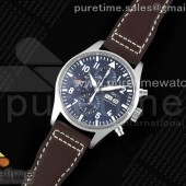 AZ공장 IWC 파일럿 크로노그래프 스틸 블루다이얼 어린왕자에디션 브라운가죽스트랩 Pilot Chrono SS AZF 1:1 Best Edition Blue Dial on Brown Leather Strap A7750