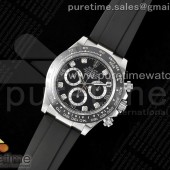 Noob공장 롤렉스 세라믹 데이토나 8p다이아몬드인덱스 러버스트랩 Daytona 116519 Noob 1:1 Best Edition Black Diamonds Dial on Oysterflex Strap SA4130눕