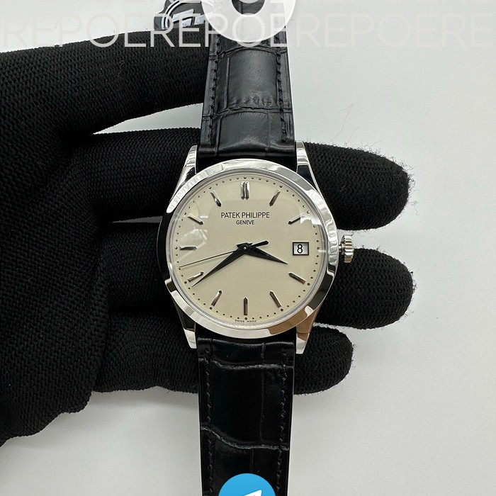 ZF공장 파텍필립 칼라트라바 5296 아이보리다이얼 블랙가죽스트랩 Calatrava 5296G SS Ivory Dial on Black Leather Strap 324CS (Free box)