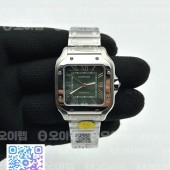 AF공장 까르띠에 산토스 미디움 그린다이얼 브레이슬릿 Santos de Cartier 35mm SS AF 1:1 Best Edition Green Dial on SS SmartLinks Bracelet MIYOTA 9015