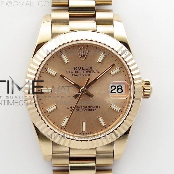 BP공장 롤렉스 데이저스트 31 로즈골드금통 로즈골드다이얼 브레이슬릿2813 Datejust 31mm 278275 RG RG Sticks Markers Dial on RG President Bracelet