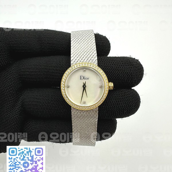8848공장 디올 라 디 드 디올 로즈골드콤브 자개화이트다이얼 브레이슬릿 La d de dior satine SS/RG Crystal Bezel 8848F 1:1 Best Edition White MOP Dial on SS bracelet Swiss Quartz