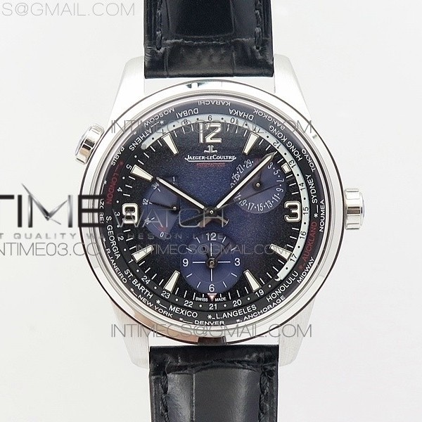 TW공장 예거르쿨트르 폴라리스 지오그래픽 스틸 블루텍스쳐다이얼 가죽스트랩 Polaris Geographic SS Blue Textured Dial on Black Leather Strap A936