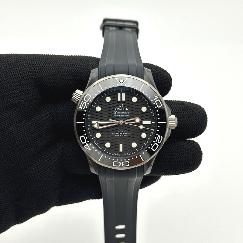 VS공장 오메가 씨마스터 다이버300M 세라믹케이스 블랙물결텍스쳐다이얼 러버 Seamaster Diver 300M Real Ceramic Case on Black Rubber Strap A8806 (Free Nato)