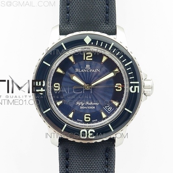 ZF 블랑팡 피프티패덤즈 청판 FIFTY FATHOMS  SS Blue DIAL ON SAIL-CANVAS STRAP A2836