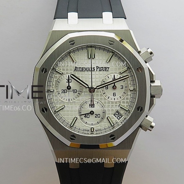 DD공장 오데마피게 로얄오크 크로노그래프 26240 스틸 화이트다이얼 러버스트랩 Royal Oak Chrono 26240 SS V2 DDF 1:1 Best Edition Silver Dial On Black Rubber Strap Super Clone DD4401