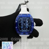 RM공장 리차드밀 RM53-02 투어빌론 블루글래스케이스 투명러버스트랩 RM53-02 Blue Transparent Tourbillon RMF Best Edition Skeleton Dial on Transparent Rubber Strap