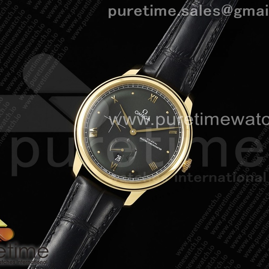 MK공장 오메가 드 빌 옐로우골드금통 블랙다이얼 블랙가죽스트랩 De Ville Power Reserve YG MKF 1:1 Best Edition Black Dial on Black Leather Strap A8810