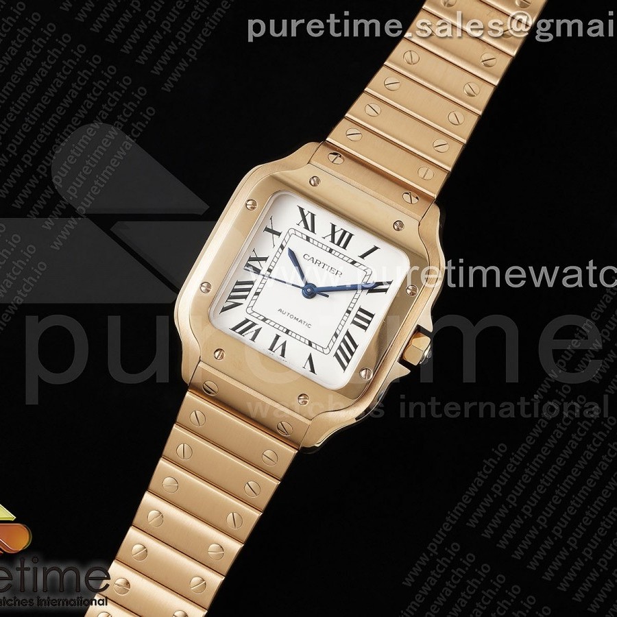 3K공장 까르띠에 산토스 미디움 35 로즈골드금통 화이트다이얼 브레이슬릿 Santos de Cartier 35mm RG 3KF 1:1 Best Edition White Dial on RG SmartLinks Bracelet MIYOTA 9015