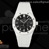 APS공장 오데마피게 로얄오크 15500 블랙다이얼 화이트세라믹브레이슬릿 Royal Oak 15500 White Ceramic APSF 1:1 Best Edition Black Dial on White Ceramic Bracelet SA4302 Super Clone