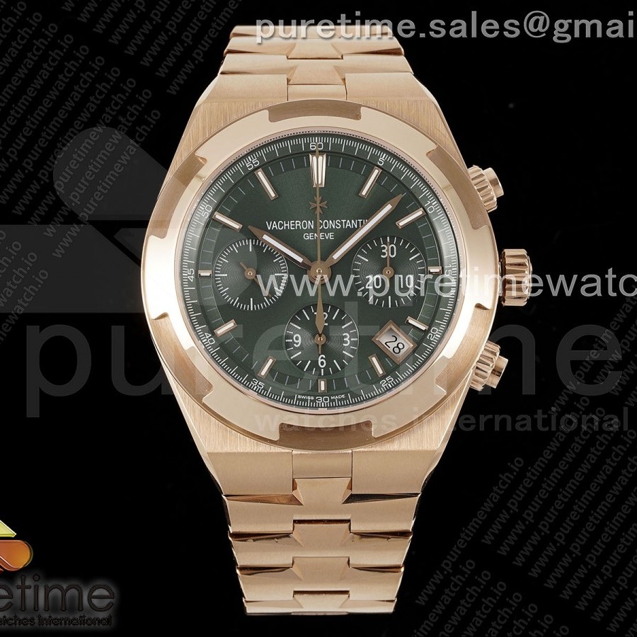 8F공장 바쉐론콘스탄틴 오버시즈 5500V 로즈골드금통 그린다이얼 브레이슬릿 Overseas 5500V Chrono RG 8F 1:1 Best Edition Green Dial on RG Bracelet A5200