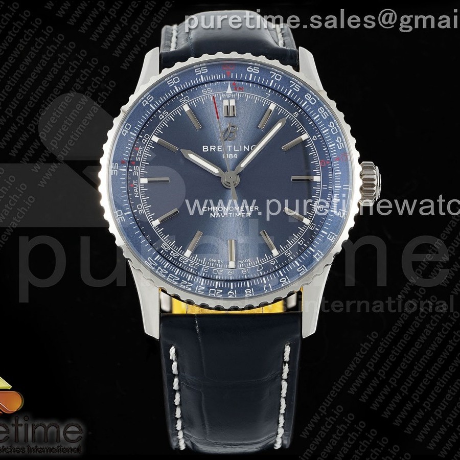 TF공장 브라이틀링 내비타이머 41미리 블루다이얼 가죽스트랩 Navitimer Automatic 41mm SS TF 1:1 Best Edition Blue Dial on Black Leather Strap A2824