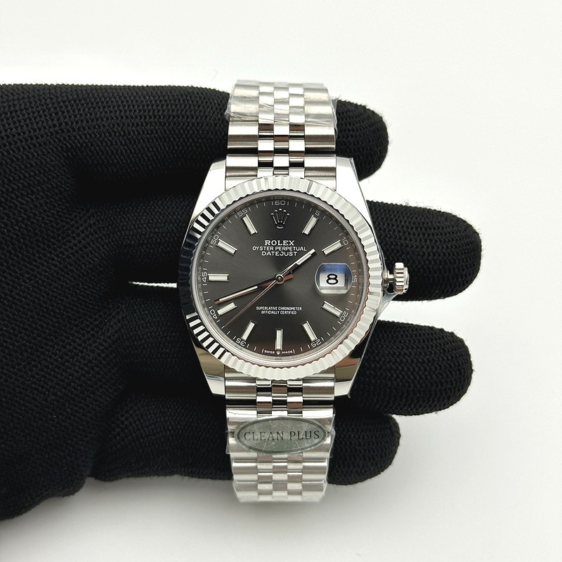CLEAN공장 롤렉스 데이저스트 41 스틸 그레이다이얼 쥬빌레브레이슬릿 다크로듐 DateJust 41mm 126334 904L SS Clean Plus 1:1 Best Edition Gray Dial Stick Marker On Jubilee Bracelet DD3235 클린 플러스