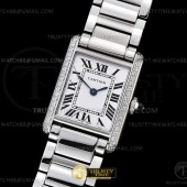 K11공장 까르띠에 탱크 머스트 스몰 스틸 다이아몬드베젤 화이트다이얼 브레이슬릿 CAR0549B - Cartier Tank Must Small Dia SS/SS Wht K11 Sw Qtz