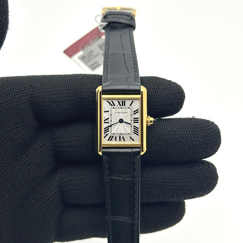 F1공장 까르띠에 탱크 머스트 스몰 옐로우골드금통 블랙악어스트랩 Cartier Tank Must Small YG/LE Wht F1F Sw Qtz