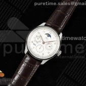 QF공장 IWC 포르투기저 퍼페츄얼캘린더 5033 스틸 화이트다이얼 가죽스트랩 Portugieser Perpetual Calendar SS 5033 QF Best Edition White RG Dial on Brown Leather Strap A52610