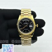 GM공장 롤렉스 데이데이트 36 옐로우골드 블랙다이얼 2836 Day Date 40 YG 904L Steel Fluted Bezel GMF 1:1 Best Edition Black Stick Dial on YG Bracelet A2836