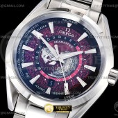 A8공장 오메가 아쿠아테라 150M 43 월드타이머 스틸 퍼플다이얼 브레이슬릿 Aqua Terra 150m GMT Worldtimer 43mm SS/SS A8F A2813