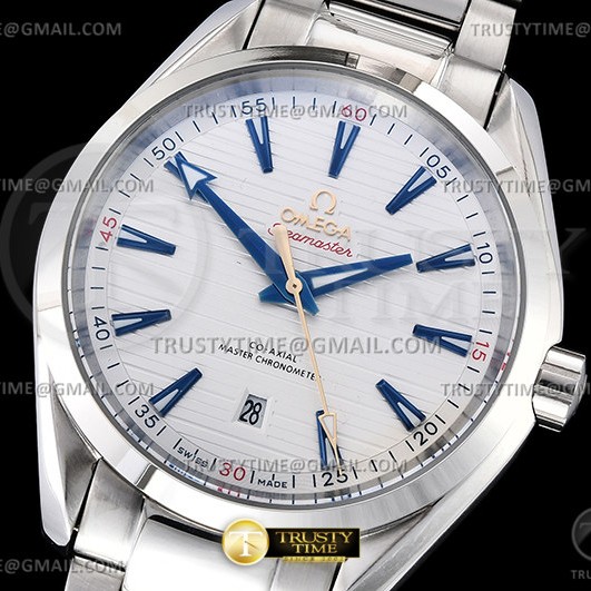 A8공장 오메가 아쿠아테라 150M 스틸 화이트다이얼 블루인덱스 브레이슬릿 Aqua Terra 150m SS/SS Wht/Blue A8F A2813