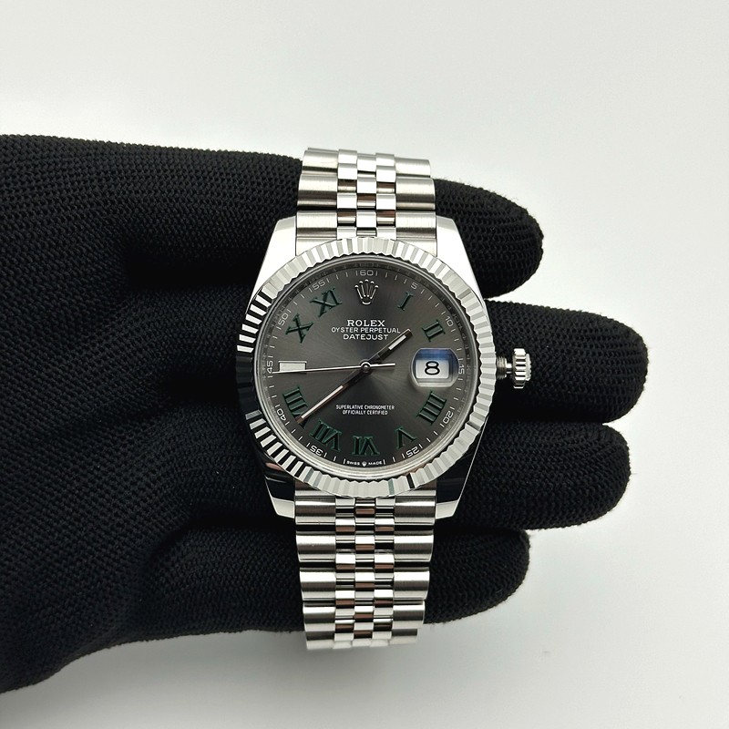 [26.01 UP] CLEAN공장 롤렉스 데이저스트 41 스틸 윔블던 슬레이트로만 그레이다이얼 쥬빌레브레이슬릿 DateJust 41mm 126334 904L SS Clean Plus 1:1 Best Edition Gray Dial Green Roman Marker On Jubilee Bracelet DD3235 클린 플러스