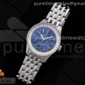 TF공장 38MM 브라이틀링 내비타이머 블루다이얼 Navitimer 1 SS 38mm White Bezel Blue Dial on SS Bracelet A2824