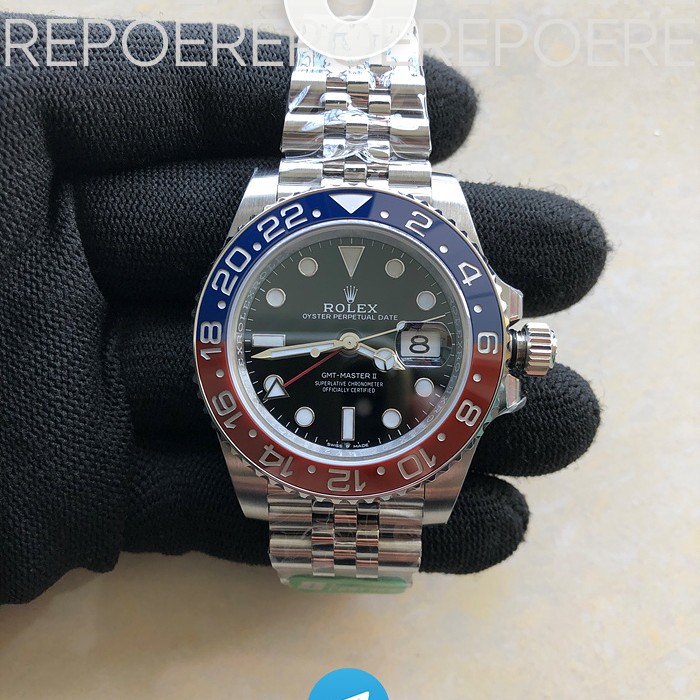 C+공장 롤렉스 GMT마스터2 펩시 스틸 레드블루베젤 쥬빌레브레이슬릿 씨플러스 GMT Master II 126710 BLRO Pepsi 904L SS C+F 1:1 Best Edition Black Dial on Jubilee Bracelet VR3285 CHS