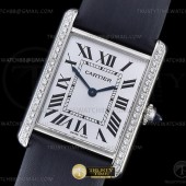 F1공장 까르띠에 탱크 머스트 라지 다이아몬드베젤 블랙스트랩 Cartier Tank Must Lrg Dia SS/LE Wht F1F Sw Qtz