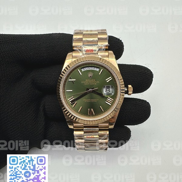 GM공장 롤렉스 데이데이트 40 로즈골드 금통 그린다이얼 2836 Day Date 40 RG 904L Steel GMF 1:1 Best Edition White Green Dial on RG Bracelet A2836