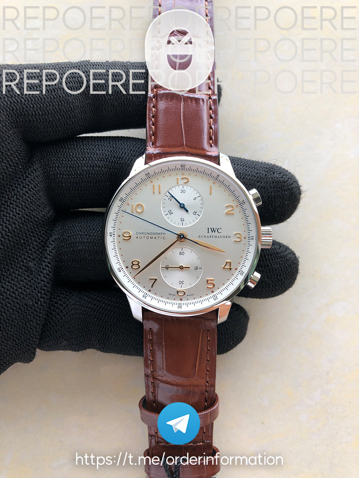 ZF공장 IWC 포르투기저 크로노그래프 골드핸즈 브라운가죽스트랩 PORTTGUESE IW371445 v3버전