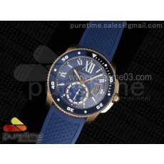 TF공장 까르띠에 칼리브 드 까르띠에 로즈골드 금통 블루다이얼 블루 러버 Cartier Calibre de Cartier RG/Blue Dial