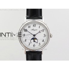 브레게 문페이즈 9087BB 스틸 화이트다이얼 BG 9087BB MOONPHASE SS  WHITE DIAL ON BLACK LEATHER STRAP CAL.770