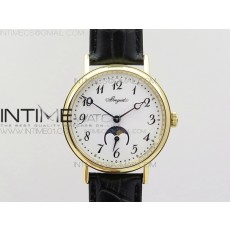 브레게 문페이즈 9087BB 옐로우골드 화이트다이얼 BG 9087BB MOONPHASE YG WHITE DIAL ON BLACK LEATHER STRAP CAL.770