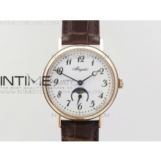 브레게 문페이즈 9087BB 로즈골드 화이트다이얼 다이아케이스 BG 9087BB MOONPHASE RG WHITE DIAL ON BROWN LEATHER STRAP CAL.770