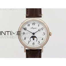 브레게 문페이즈 9087BB 로즈골드 화이트다이얼 다이아케이스 BG 9087BB MOON PHASE RG WHITE DIAL DIAMOND BEZEL ON BROWN LEATHER STRAP CAL.770