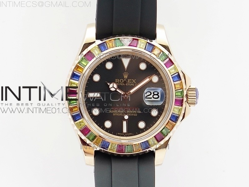 BP공장 롤렉스 요트마스터 로즈골드금장 풀다이아몬드베젤 YACHT-MASTER 116655  DIAMOND BEZEL ON BLACK RUBBER STRAP