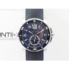 TF공장 칼리브 드 까르띠에 다이버 스틸 블루다이얼 러버스트랩 CALIBRE DE CARTIER DIVER SS BLUE DIAL ON NYLON BLACK RUBBER STRAP 23J MOVEMENT