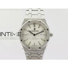 OM공장 오데마피게 로얄오크 15000 프로스티드골드 실버다이얼 ROYAL OAK 33MM 15000 SATIN-POLISHED SS WHITE DIAL ON SS BRACELET QUARTZ