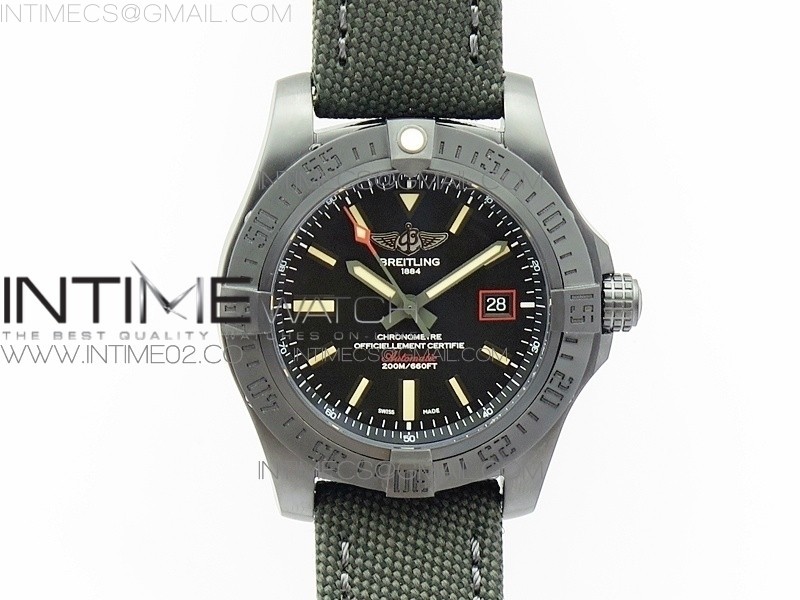 ZF공장 브라이틀링 블랙버드 V17311 DLC블랙 AVENGER BLACKBIRD V17311 DLC BLACK DIAL ON NYLON STRAP A2824