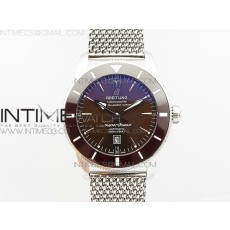 브라이틀링 슈퍼오션 헤리티지 스틸 브라운다이얼 브라운세라믹베젤 매쉬밴드 SUPER OCEAN HERITAGE BROWN CERAMIC BEZEL SS BROWN DIAL ON SS BRACELET A2824