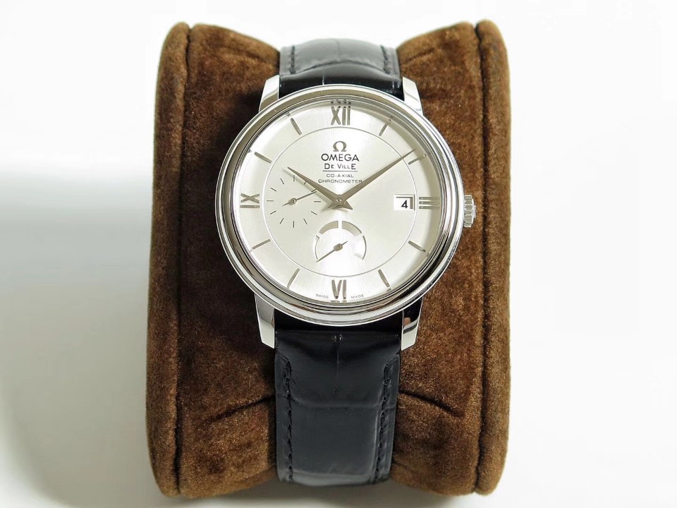 TW공장 오메가 드빌 프레스티지 파워리저브 스틸 실버다이얼 가죽스트랩 DE VILLE PRESTIGE REAL POWER RESERVE SS SILVER DIAL ON BROWN LEATHER A2824