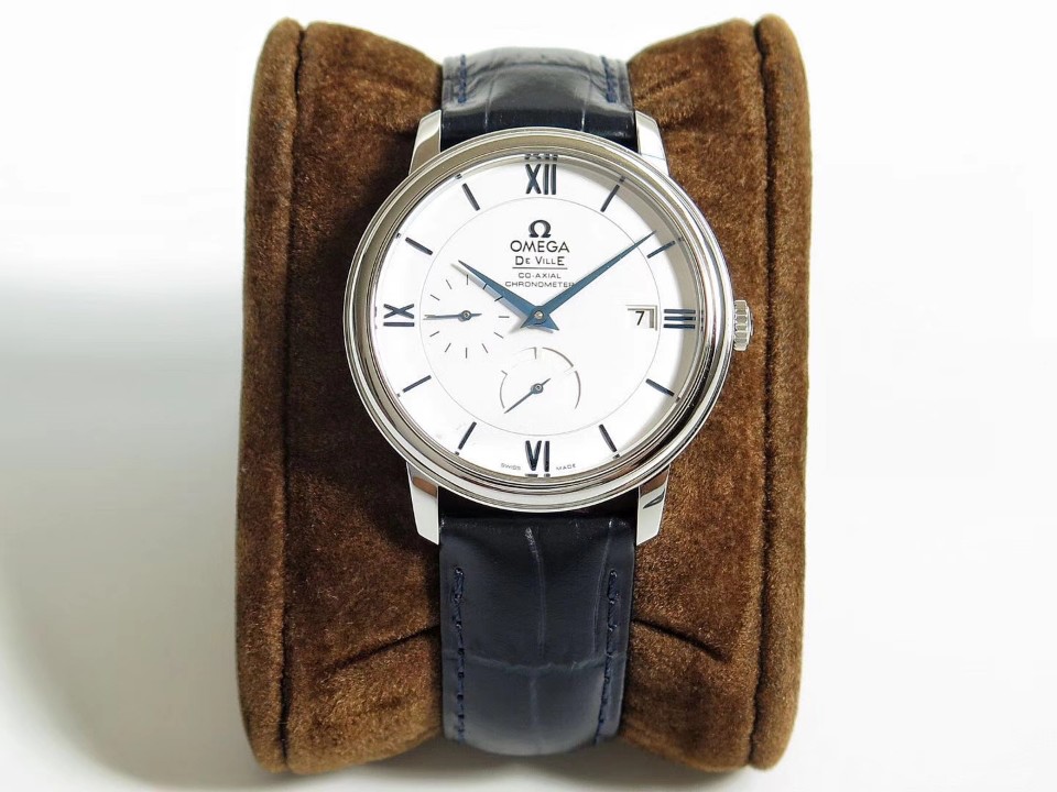 TW공장 오메가 드빌 프레스티지 파워리저브 스틸 화이트다이얼 블루인덱스 가죽스트랩 DE VILLE PRESTIGE REAL POWER RESERVE SS WHITE DIAL BLUE MARKERS ON BLUE LEATHER A2824