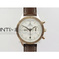 OM공장 오메가 스피드마스터57 코엑시얼 화이트다이얼 로즈골드콤비 가죽스트랩 SPEEDMASTER '57 CO-AXIAL RG/SS WHITE DIAL WHITE MARKERS ON BLACK LEATHER STRAP A9300 (FREE LEATHER STRAP)