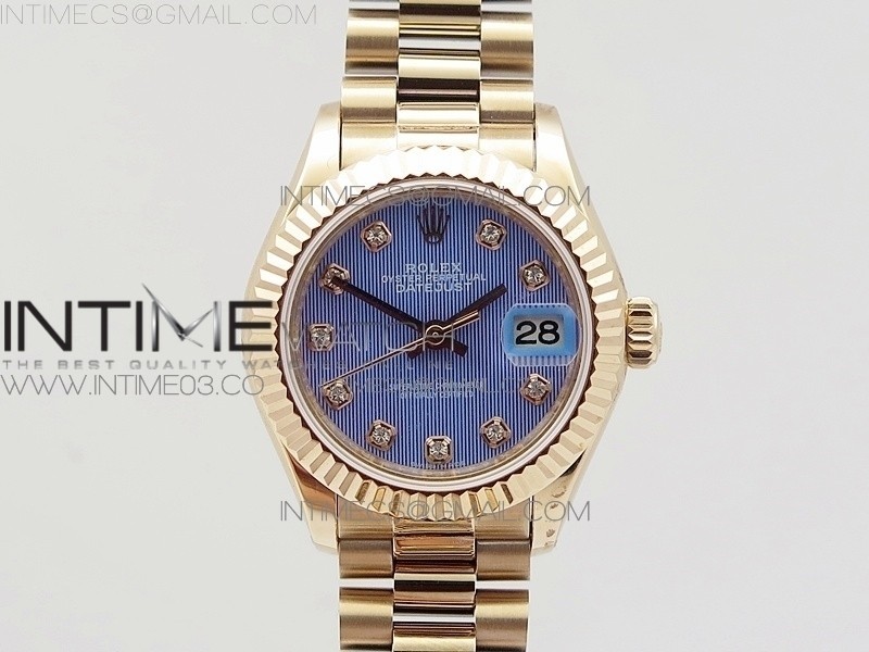 BP공장 롤렉스 데이저스트 28mm 로즈골드금장 블루다이얼 브레이슬릿 DATEJUST 28MM RG DIAMOND BEZEL BLUE TEXTURED DIAL ON RG BRACELET ETA2671